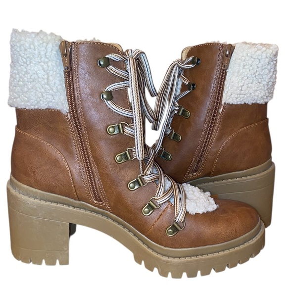 UNIVERSAL THREAD “Aubrie” Lug Hiking Utility Boots Brown Cognac Size 11M NWOT - Picture 11 of 14